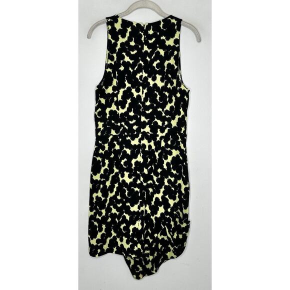 ALC Dress Women’s Yellow Black 100% Silk Faux Wrap Pockets Size 8 - Picture 9 of 9